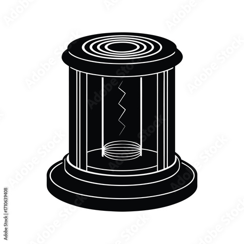 Teleportation chamber futuristic sci fi device design vector art illustration