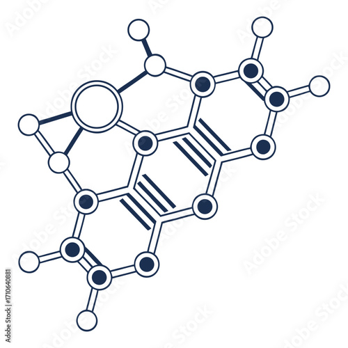 Complex Molecular Structure Illustration Science Chemistry Research on White Background
