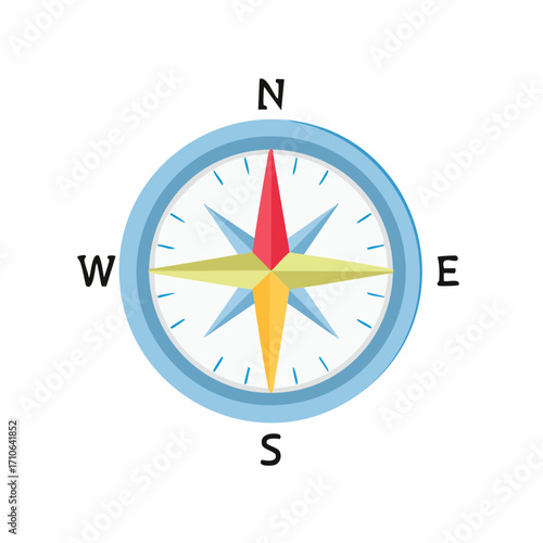Colorful compass vector illustration for navigation and exploration