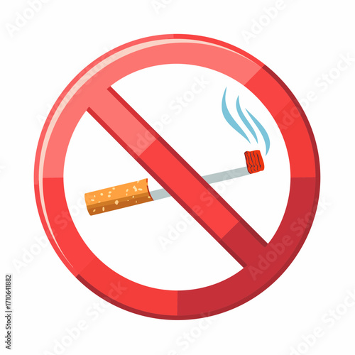 No smoking sign. Prohibition symbol with a cigarette and red circle. Anti tobacco concept.