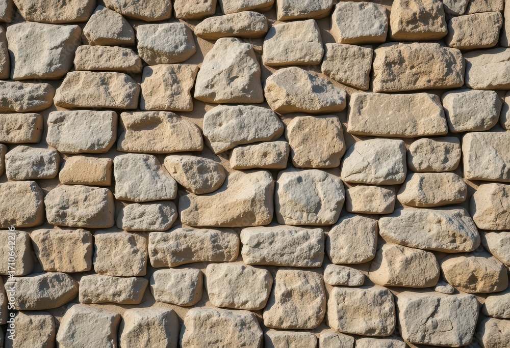 Fototapeta premium Sturdy stone wall construction urban setting texture details natural light close-up view architectural concept