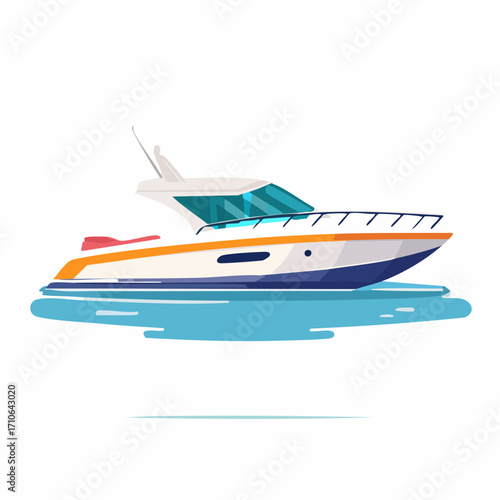 Vibrant Modern Speedboat on Calm Water Illustration