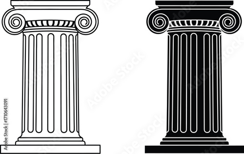 Ionic column vector illustration greek architecture drawing art