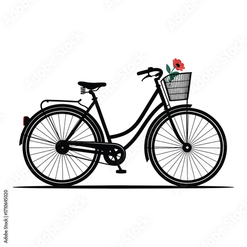 Vintage bicycle with flower basket classic retro ride transportation charm