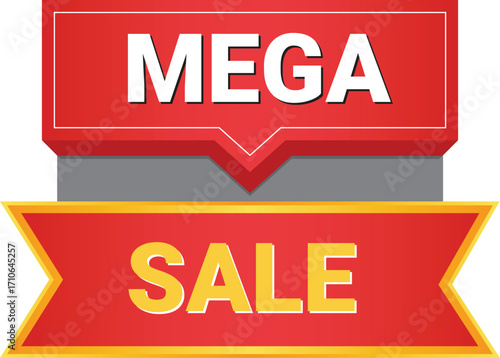Exciting mega sale announcement banner with bold red and yellow typography perfect for retail promotions and special offers vector