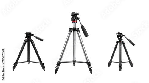 Camera tripod with white background for professional photography equipment support