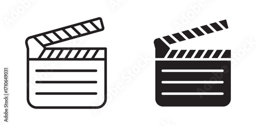 Film clapperboard icons, movie clapper vector silhouette , 