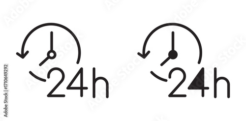 24 hour service vector icon set. 