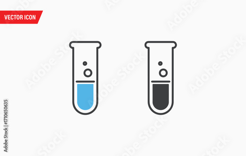 Two chemistry test tubes with different blue and black liquids in a scientific laboratory setting