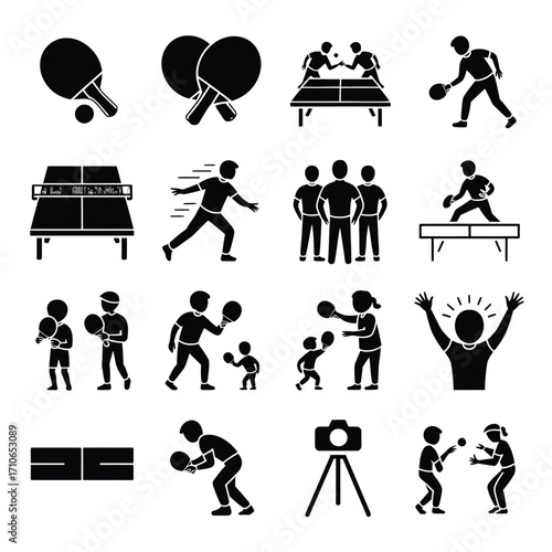 Ping pong icon set