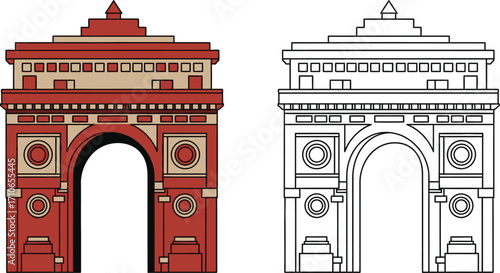 India gate delhi vector illustration landmark travel tourism