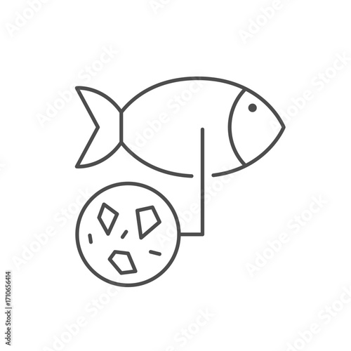 Microplastic in seafood line icon