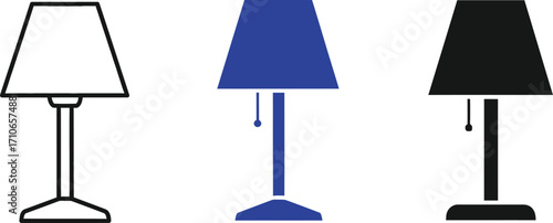 Table lamp icon set vector illustration home lighting design
