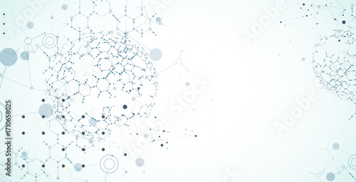 Abstract biotechnology innovation background.  Hexagons theme. Vector