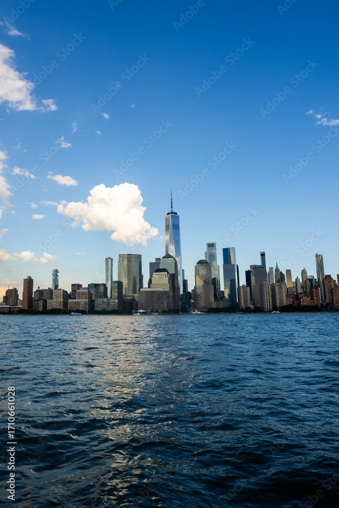 Obraz premium New York City skyline. Manhattan Skyscrapers in NYC, aerial panorama view from Hudson River.