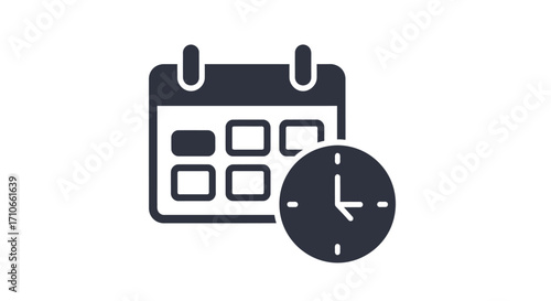 Calendar with clock indicates appointment scheduling for business meeting and time management, conveying organization and efficiency.
