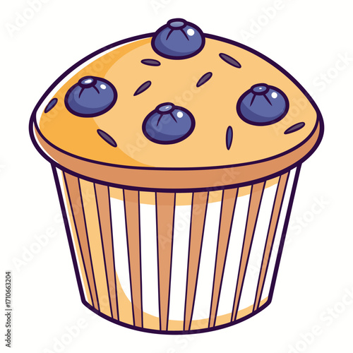 Blueberry muffin delight on white background