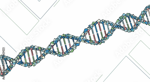 Scientific dna structure visualization on white, double helix representing genetic code and biological molecule. Dna structure as scientific concept, showing intricate design and complexity.