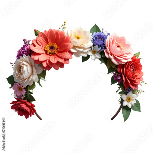 Flower crown on transparent background, floral headband head, flower hair wreath, png Photo Overlays