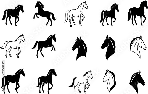 Vector Horse icons set.
