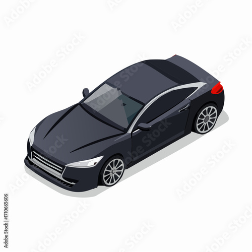 black sedan car isolated on white background