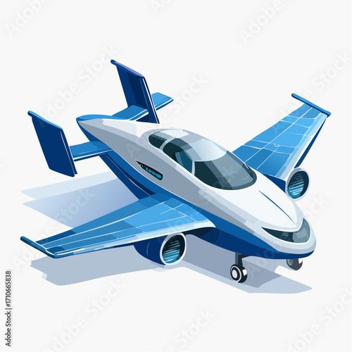 futuristic airplane isolated on white background