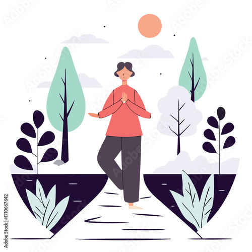 Zen yoga exercise for meditation and healthy lifestyle.