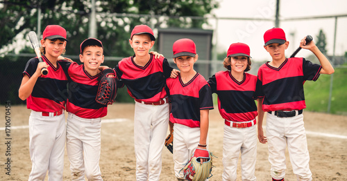Photography Group of baseball players standing together on the playground