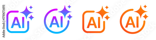 AI Generative Star Icon Set with Abstract Digital Shapes Minimal Vector Design for Creative Modern UI Elements