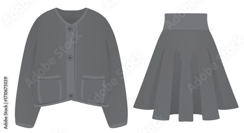 Women grey jumper and skirt. vector illustration	