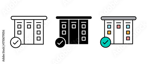 Kanban board icon with stroke, filled and colored.