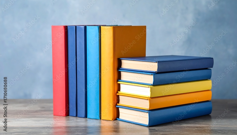 Naklejka premium Colorful books stacked on a table