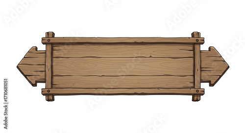 Cartoon Wooden Directional Sign with Arrows.