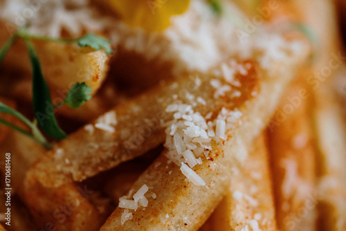 close up of fried potato chips