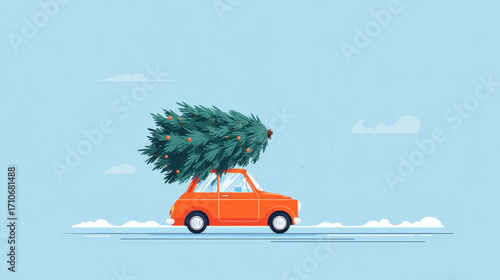 Driving home with a Christmas tree