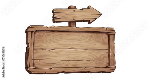 Rustic Wooden Sign with Arrow Pointer Blank Space for Text.