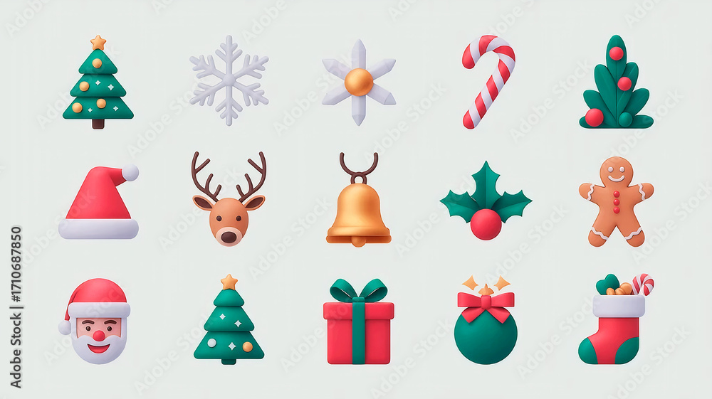 Fototapeta premium 15 Christmas Icons: Festive Vector Set