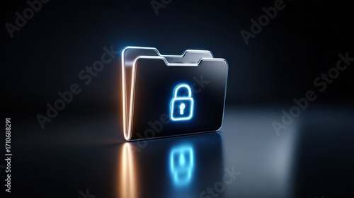 Secure Data Folder with Lock Icon in Dark Background