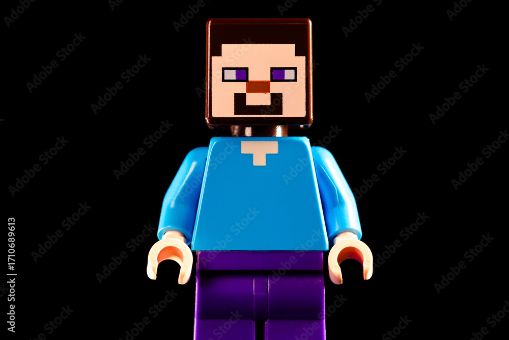 Obraz premium LEGO Minecraft Steve on a black background