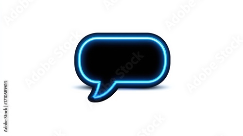 Wallpaper Mural Black Speech Bubble with Blue Neon Glow on White Background
 Torontodigital.ca
