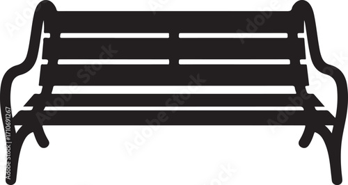 Park Bench Silhouette Vector Illustration for Outdoor and Relaxation-Themed Projects