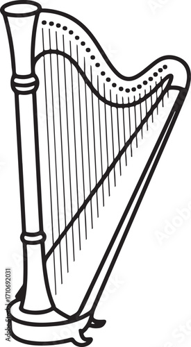 Elegant Harp Illustration Musical Instrument Stringed Instrument Concert Orchestra Performance Art
