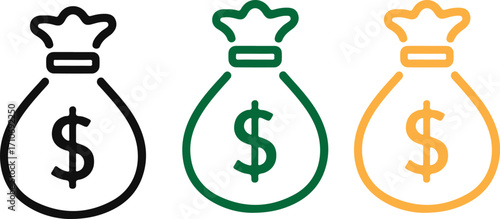 Simple money bag icon. Money Bag Silhouette Vector, Money Bag Clipart, Money bag icon.Money bag vector illustration for finance concepts.money bag icon set. Vector illustration.