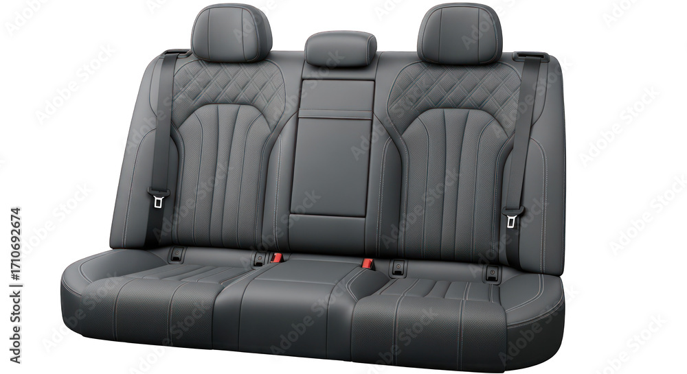 Fototapeta premium Luxury Cars Rear Seats with Diamond-Stitched Leather Upholstery.