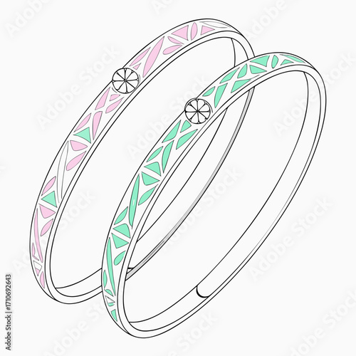 Two stylish bangles with geometric patterns
