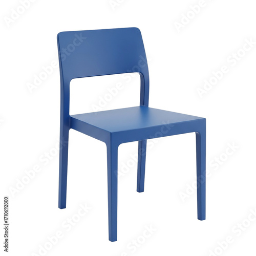 Modern Blue Plastic Chair Design Furniture Isolated on Transparent Background Elegant Seat for Dining Living Office