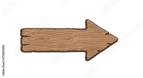 Wooden Arrow Sign Pointing Right with Grain Texture.