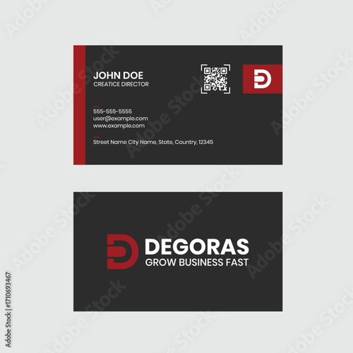 Professional business card design with qr code and logo