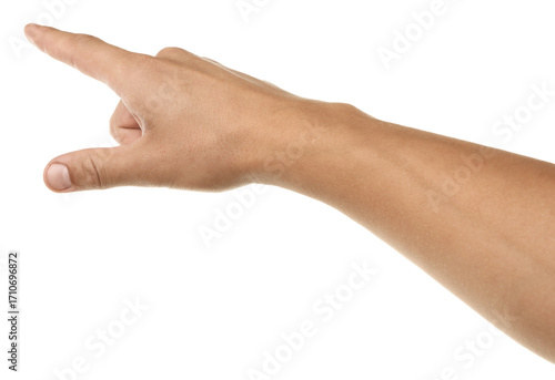 Wallpaper Mural Man touching something on white background, closeup Torontodigital.ca