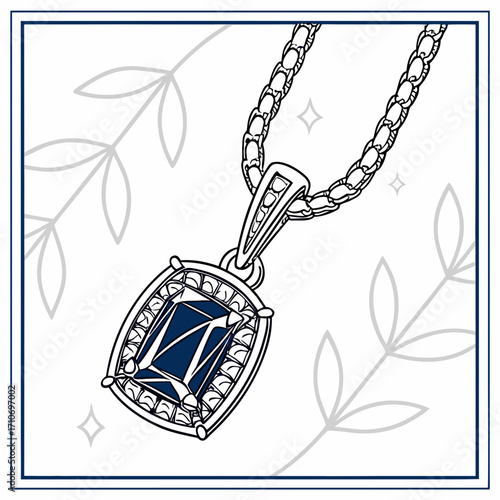 Elegant sapphire pendant necklace with chain